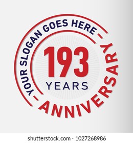 193 years anniversary logo template. Vector and illustration