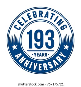 193 years anniversary logo template. Vector and illustration.