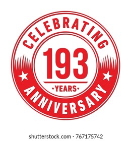 193 years anniversary logo template. Vector and illustration.