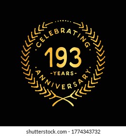 193 years design template. 193rd logo. Vector and illustration.