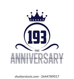 193 anos modelo de design de logotipo. Vetor e ilustração do 193º aniversário.