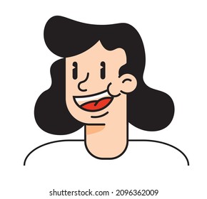 1930's rubber hose style, retro cartoon character, female head, vintage comic smiling face, illustration