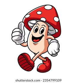 1930's style vintage cartoon mushroom mascot