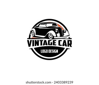 1932 vintage car. vector silhouette. isolated white background shown from the front. best for logos, badges, emblems, icons, design stickers, vintage car industry. available in eps 10