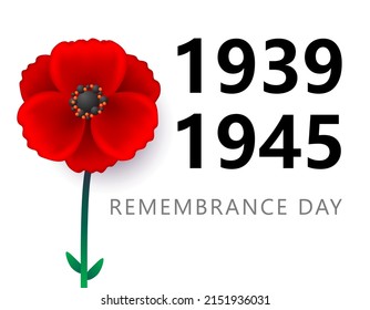 1939 1945 Remembrance Day Red Poppy Stock Vector (Royalty Free ...