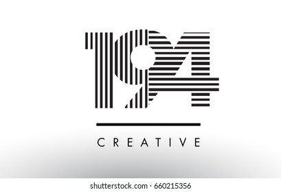 194 Black and White Number Logo Design with Vertical and Horizontal Lines.