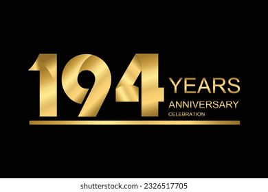 194 year anniversary vector banner template. gold icon isolated on black background.