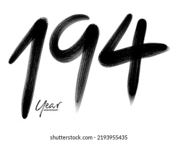 194 Years Anniversary Celebration Vector Template, 194 number logo design, 194th birthday, Black Lettering Numbers brush drawing hand drawn sketch, number logo design vector illustration