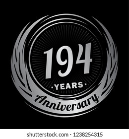 194 years anniversary. Anniversary logo design. 194 years logo