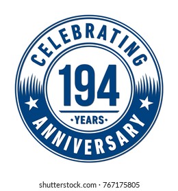 194 years anniversary logo template. Vector and illustration.