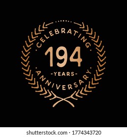 194 years design template. 194th logo. Vector and illustration.