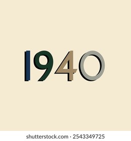 1940 letras com sombra e cores frias retro