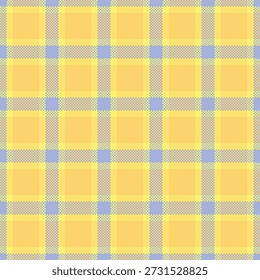 Vector a cuadros de textura de la década de 1940, verificación de patrón de fondo de moda. Tejido textil tartán sin costuras a rayas en colores ámbar y azul.