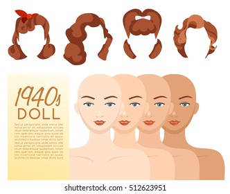 1940s Vintage Hairstyle : Vector Illustration