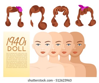 1940s Vintage Hairstyle : Vector Illustration