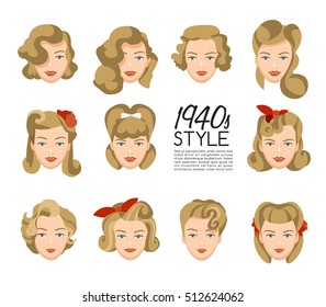 1940s Vintage Hairstyle : Vector Illustration