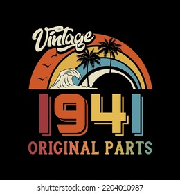 1941 vintage retro t shirt design, vector, black background