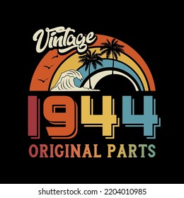 1944 vintage retro t shirt design, vector, black background