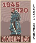 1945 - 2020 Old Soviet War Victory Propaganda Placard Stylization, World War 2 Victory Day Poster, Red Army Soldier