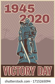 1945 - 2020 Old Soviet War Victory Propaganda Placard Stylization, World War 2 Victory Day Poster, Red Army Soldier