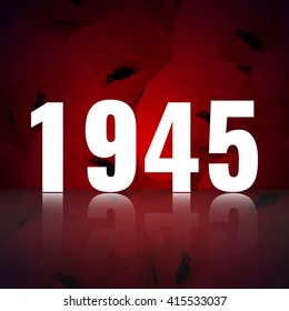 1945. Victory Day abstract background with poppies pattern. Stock vector.