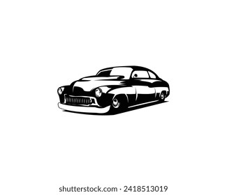 1949 mercury coupe car isolated on a white background with a stunning sunset sky view. best for logos, badges, emblems, icons, available in eps 10.