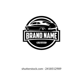 1949 mercury coupe car logo silhouette. isolated on white background side view. Best for badge, emblem, icon and sticker design.