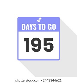 195 Days Left Countdown sales icon. 195 days left to go Promotional banner