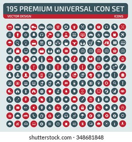 195 Premium Universal Icon Set Design,Clean vector