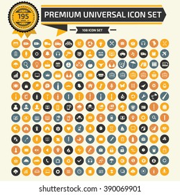 195 Premium Universal icon set design,clean vector