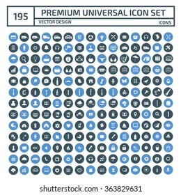 195 Premium Universal icon set,clean vector