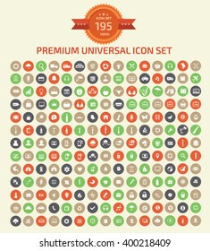 195 Premium universal icon set,clean vector