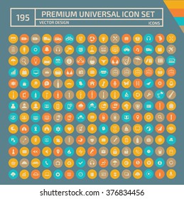 195 Premium Universal Web Icon set,clean vector