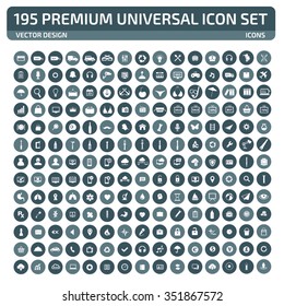 195 Premium Universal Website Icon Set,clean vector