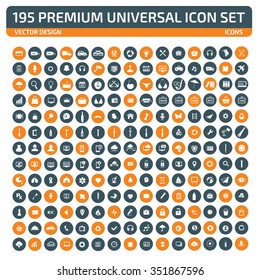 195 Premium Universal Website Icon Set,clean vector