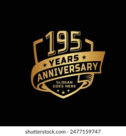 195 years anniversary celebration design template. 195th anniversary logo. Vector and illustration.