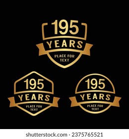 195 years anniversary celebration logotype. 195th anniversary logo collection. Set of anniversary design template. Vector illustration.