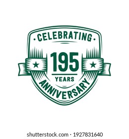 195 years anniversary celebration shield design template. 195th anniversary logo. Vector and illustration.