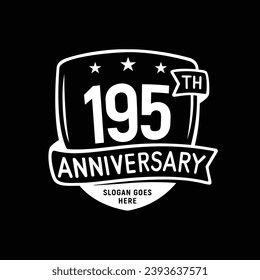 195 years anniversary celebration shield design template. 195th anniversary logo. Vector and illustration.