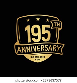 195 years anniversary celebration shield design template. 195th anniversary logo. Vector and illustration.