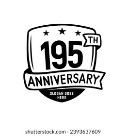 195 years anniversary celebration shield design template. 195th anniversary logo. Vector and illustration.