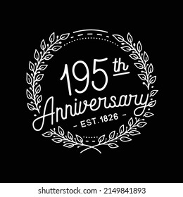 195 years anniversary logo collection. 195th years anniversary celebration hand drawn logotype. Vector and illustration.