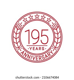 195 years anniversary logo template. 195th line art vector and illustration.