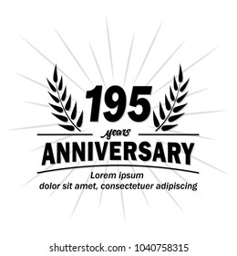 195 years anniversary logo. Vector and illustration.