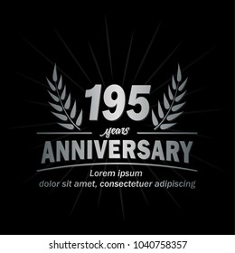 195 years anniversary logo. Vector and illustration.