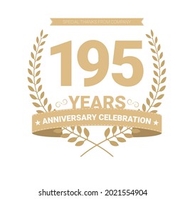 195 years anniversary vector icon, logo. Graphic design element with number and text composition for 195th anniversary
