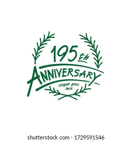 Plantilla de diseño de 195 años. Vector e ilustración. Logo de 195 años.
