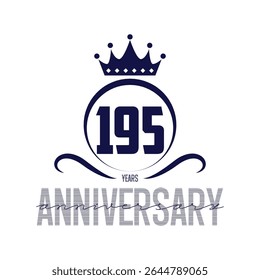 195 anos de design de logotipo. Cento e noventa e cinco anos vetor de aniversário e ilustração.