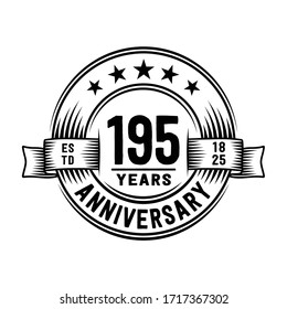 195 years logo design template. 195th anniversary vector and illustration.