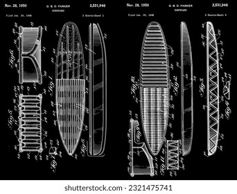 1950 vintage surfboard patent art